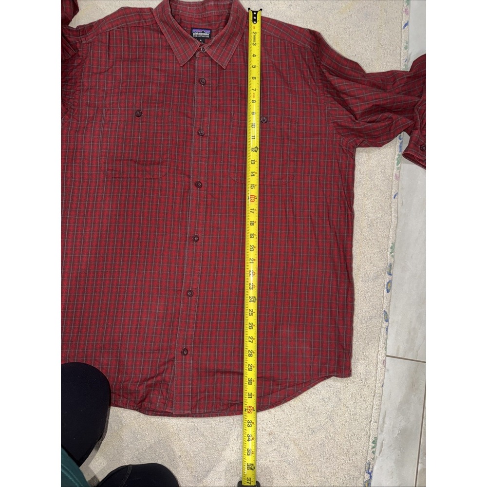 Patagonia button down Long Sleeve Plaid Red Men's XL 100% Organic Cotton - Picture 6 of 11
